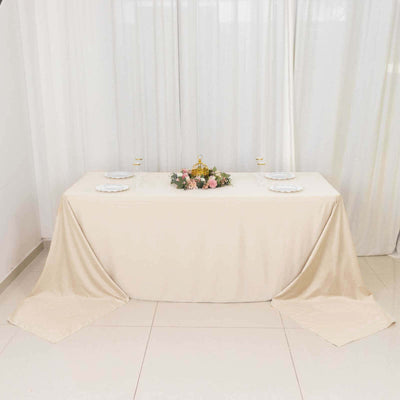 Scuba Rectangular Tablecloth 90"x156" Beige - Seamless & Wrinkle Free Table Cover
