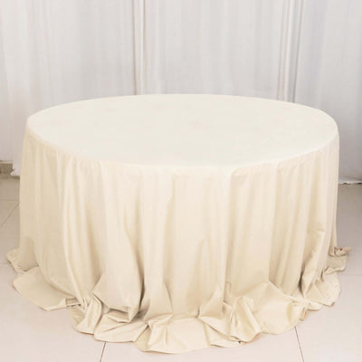 Scuba Round Tablecloth 132" Beige - Seamless & Wrinkle Free Table Cover