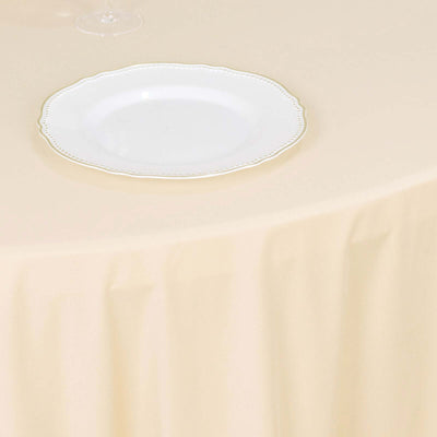 Scuba Round Tablecloth 120" Beige - Seamless & Wrinkle Free Table Cover