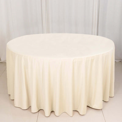 Scuba Round Tablecloth 120" Beige - Seamless & Wrinkle Free Table Cover
