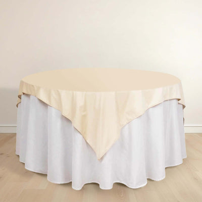 Scuba Square Table Overlay 70"x70" Beige - Wrinkle Free & Stain Resistant Table Topper