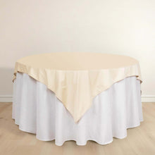 Beige Premium Scuba Square Table Overlay, Wrinkle Free Polyester Seamless Table Topper