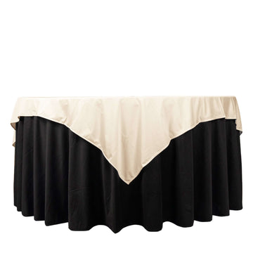 Beige Premium Scuba Square Table Topper: The Epitome of Elegance