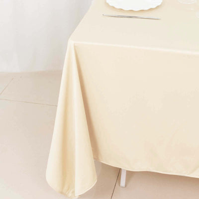 Scuba Square Table Overlay 70"x70" Beige - Wrinkle Free & Stain Resistant Table Topper