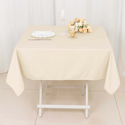 Scuba Square Tablecloth 54"x54" Beige - Wrinkle Free Table Cover