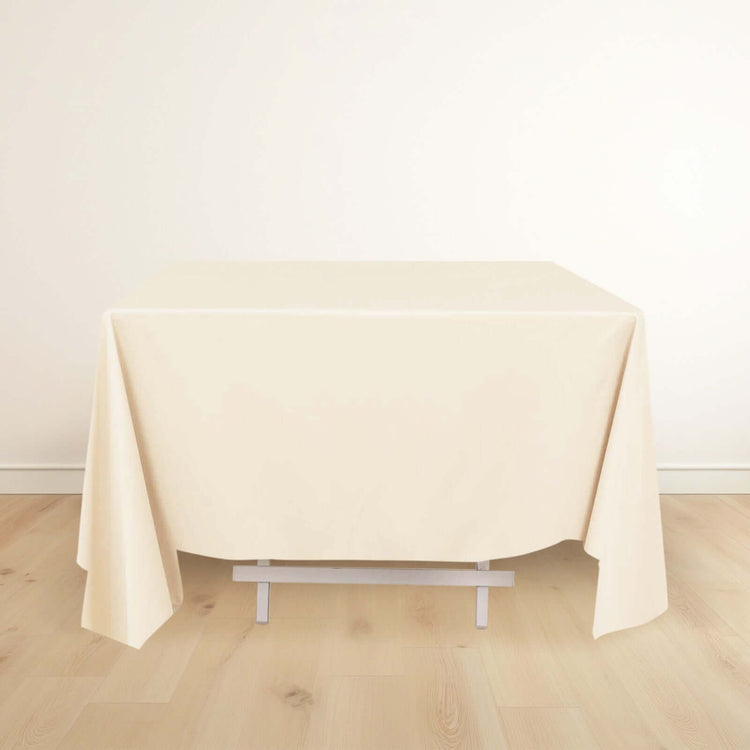 Beige Premium Scuba Square Tablecloth, Wrinkle Free Polyester Seamless Tablecloth