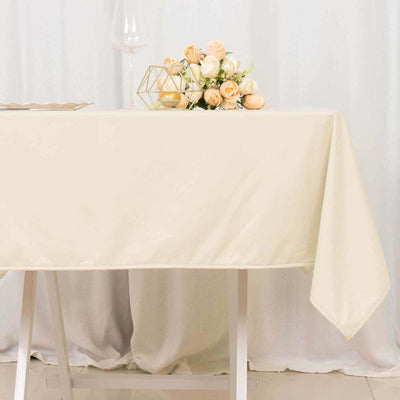 Scuba Square Tablecloth 54"x54" Beige - Wrinkle Free Table Cover