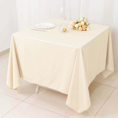 Scuba Square Tablecloth 70"x70" Beige - Wrinkle Free Table Cover
