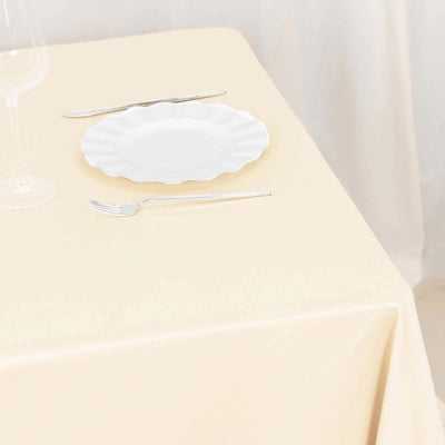 Scuba Square Tablecloth 70"x70" Beige - Wrinkle Free Table Cover