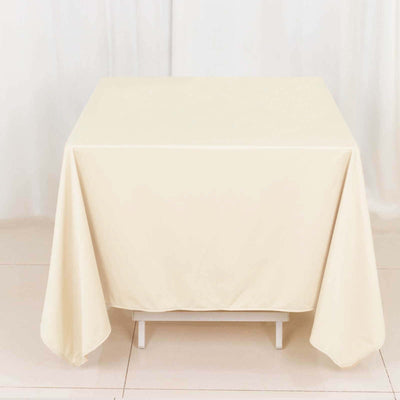 Scuba Square Tablecloth 70"x70" Beige - Wrinkle Free Table Cover