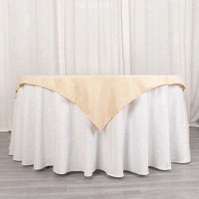 Premium Polyester Square Table Overlay 70"x70" Beige - 220GSM Wrinkle-Resistant Table Topper