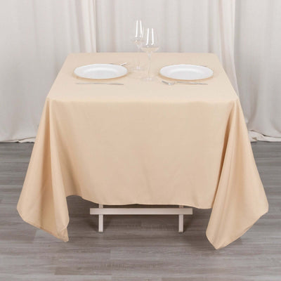Premium Polyester Square Tablecloth 70"x70" Beige - Wrinkle-Resistant 220GSM Table Cover