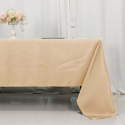 Premium Polyester Rectangle Tablecloth 60"x126" Beige - 220GSM Wrinkle-Resistant Table Cover