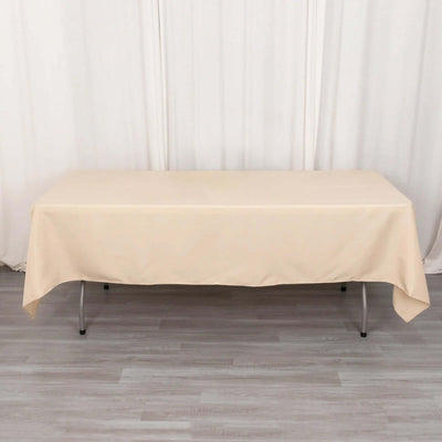 Premium Polyester Rectangle Tablecloth 60"x102" Beige - 220GSM Wrinkle-Resistant Table Cover