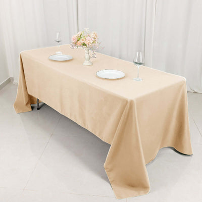 Premium Polyester Rectangle Tablecloth 60"x126" Beige - 220GSM Wrinkle-Resistant Table Cover