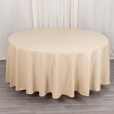 Premium Polyester Round Tablecloth 108" Beige - 220GSM Wrinkle-Resistant & Durable Table Cover