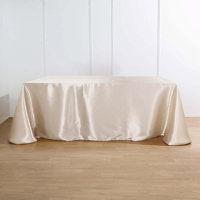 Satin Rectangular Tablecloth 90"x156" Beige - Seamless Table Cover