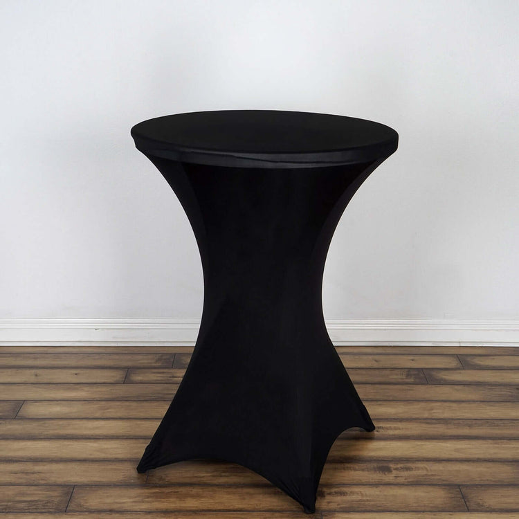 Black Highboy Spandex Cocktail Table Cover, Fitted Stretch Tablecloth for 24"-32" Dia High Top Table