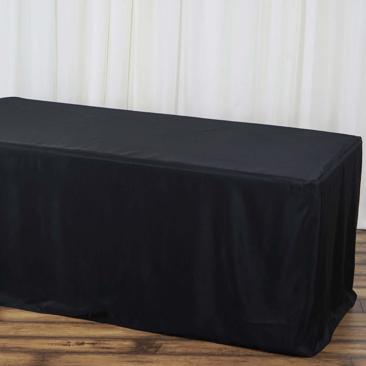 Black Fitted Polyester Table Cover 4 Feet Rectangular