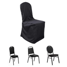 Black Polyester Banquet Chair Cover, Reusable Stain Resistant Slip On Chair Cover