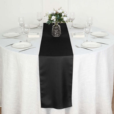 Polyester Table Runner 12"x108" Black - Wrinkle-Resistant & Durable Table Decor