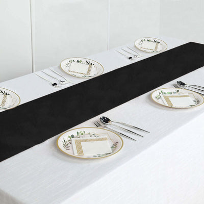 Polyester Table Runner 12"x108" Black - Wrinkle-Resistant & Durable Table Decor