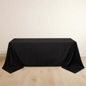 Black Premium Scuba Rectangular Tablecloth, Wrinkle Free Polyester Seamless Tablecloth 90"x132" for 6 Foot Table With Floor-Length Drop