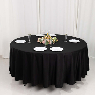 Scuba Round Tablecloth 108" Black - Wrinkle Free & Stain Resistant Sophisticated Table Cover