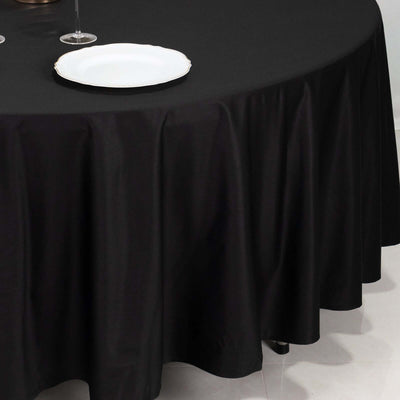Scuba Round Tablecloth 108" Black - Wrinkle Free & Stain Resistant Sophisticated Table Cover