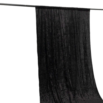 Black Premium Smooth Velvet Backdrop Drape Curtain, Privacy Photo Booth Event Divider Panel with Rod Pocket - 5ftx12ft