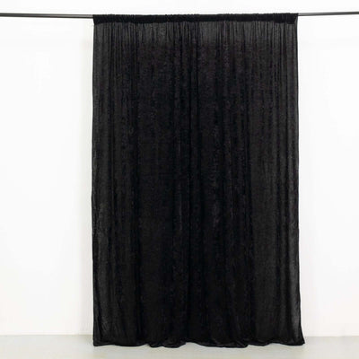 Crushed Velvet Backdrop Curtain – Black 8ft x 8ft Event Drape with Rod Pocket, Privacy Panel for Photo Booths & Events