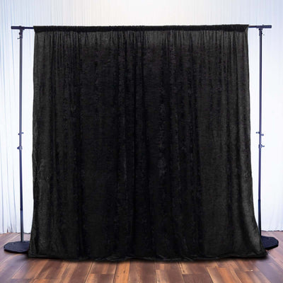 Crushed Velvet Backdrop Curtain – Black 8ft x 8ft Event Drape with Rod Pocket, Privacy Panel for Photo Booths & Events