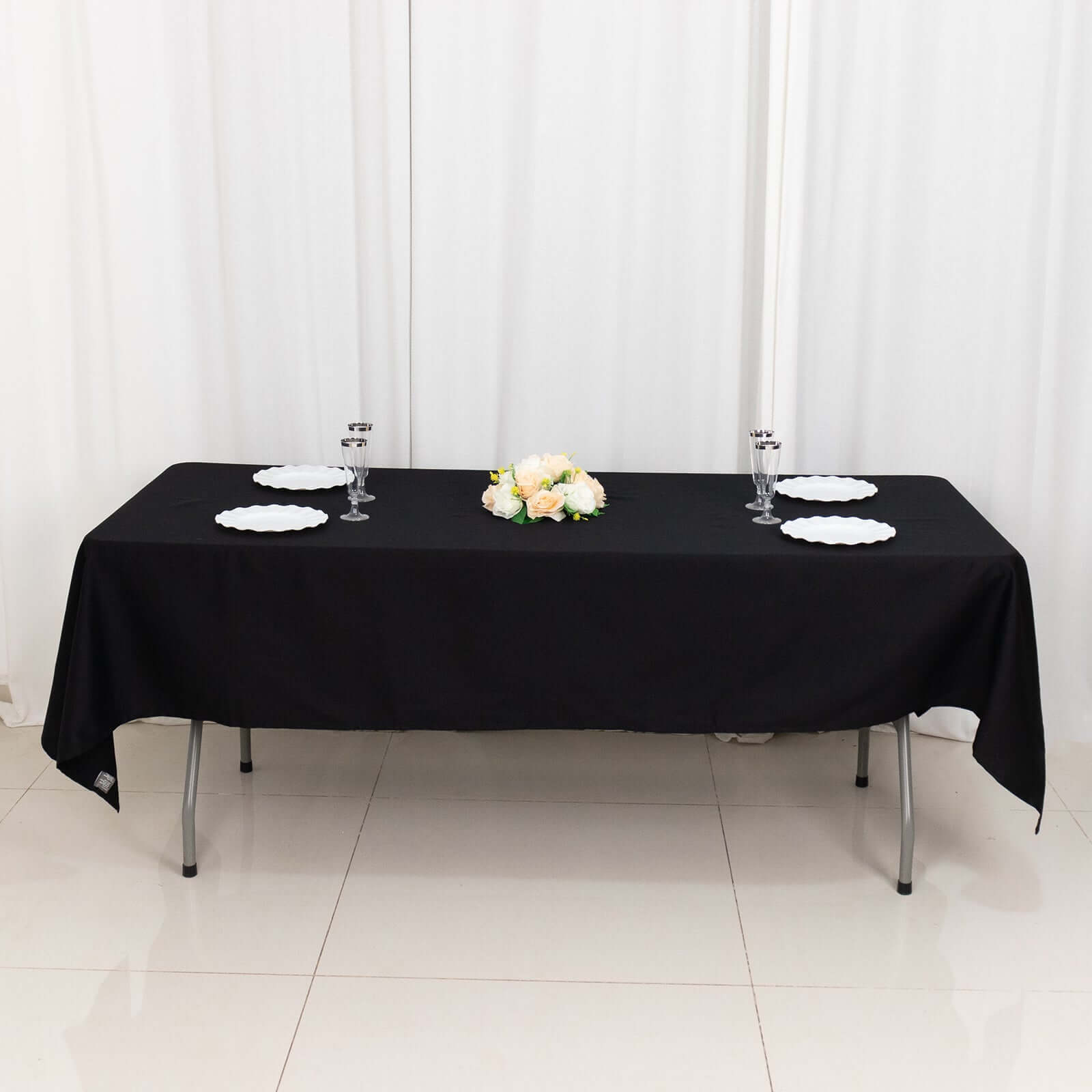 Black 60x102 In Rectangle Cotton Linen Tablecloth | EFavormart.com