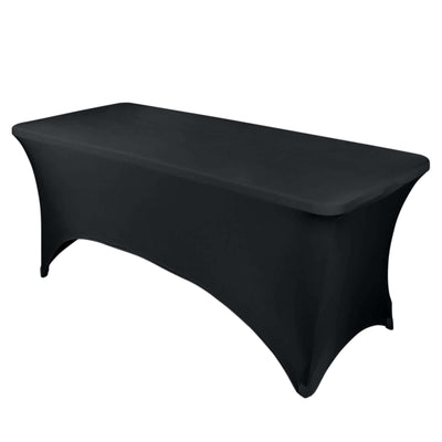 Stretch Spandex Rectangle Fitted Table Cover 96"x30" Black - Wrinkle Free Form-Fitting Tablecloth