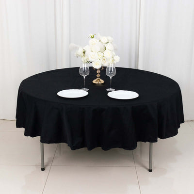 100% Cotton Round Tablecloth 90" Black Linen - Soft & Breathable Table Cover for Stylish Tablescapes