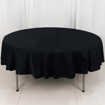 100% Cotton Round Tablecloth 90" Black Linen - Soft & Breathable Table Cover for Stylish Tablescapes