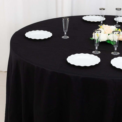 100% Cotton Round Tablecloth 120" Black Linen - Soft & Breathable Seamless Table Cover for Stylish Tablescapes
