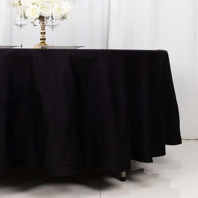 100% Cotton Round Tablecloth 108" Black Linen - Soft & Breathable Table Cover