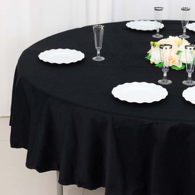 100% Cotton Round Tablecloth 90" Black Linen - Soft & Breathable Table Cover for Stylish Tablescapes