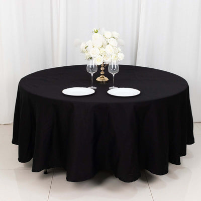 100% Cotton Round Tablecloth 108" Black Linen - Soft & Breathable Table Cover
