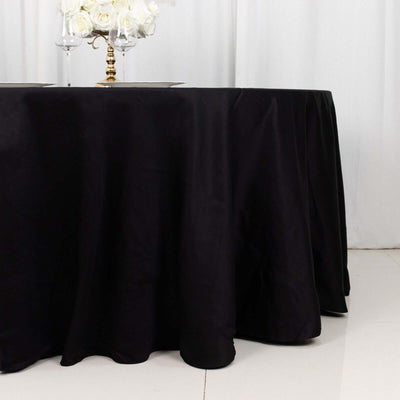 100% Cotton Round Tablecloth 120" Black Linen - Soft & Breathable Seamless Table Cover for Stylish Tablescapes