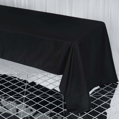 Premium Polyester Rectangle Tablecloth 60"x126" Black - 220GSM Wrinkle-Resistant & Durable Table Cover