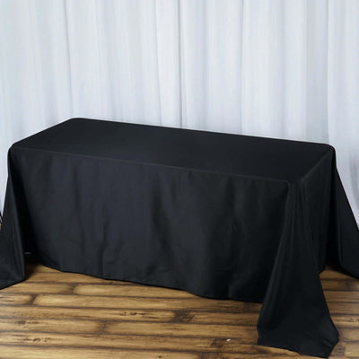 Premium Polyester Rectangle Tablecloth 90"x132" Black - Seamless 220GSM Wrinkle-Resistant & Durable Fabric