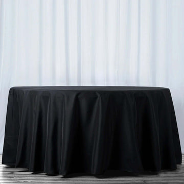 Black Seamless Premium Polyester Round Tablecloth 220GSM 108"