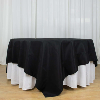 Premium Polyester Square Table Overlay 90"x90" Black - 220GSM Wrinkle-Resistant & Durable Table Topper