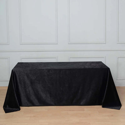 Premium Velvet Rectangle Tablecloth 90"x132" Black - Soft Textured Feel Luxe Reusable Seamless Table Cover