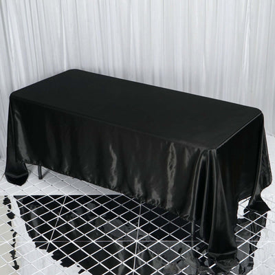 Satin Rectangular Tablecloth 72"x120" Black - Silky Smooth Table Covers