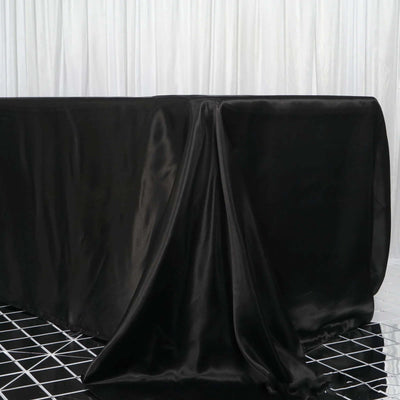 Satin Rectangular Tablecloth 90"x156" Black - Seamless Sophisticated Table Cover for Weddings & Events