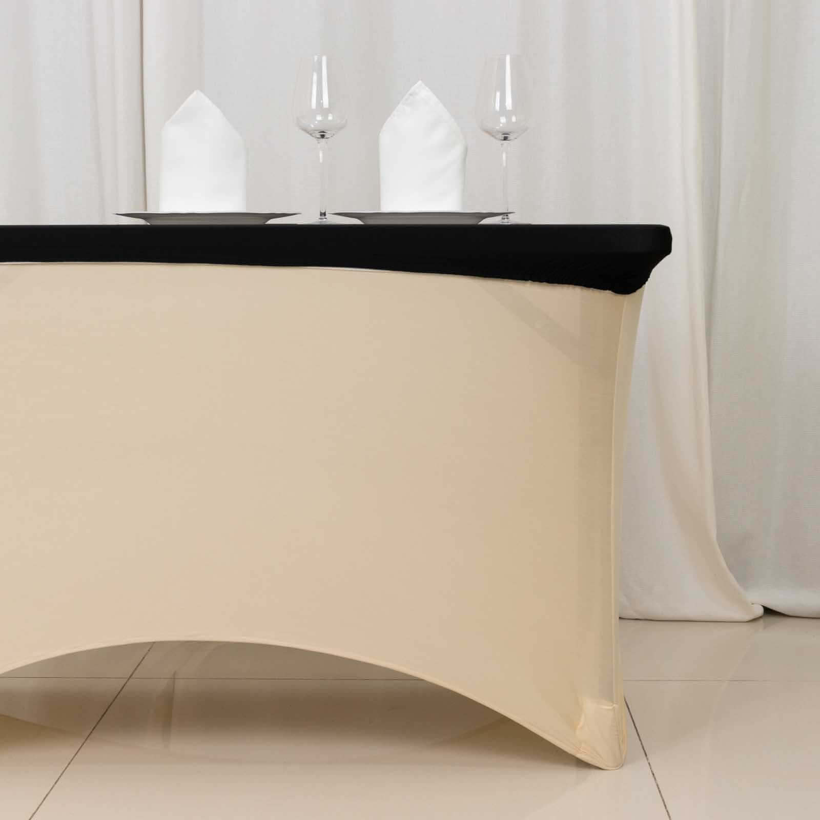 Black Stretch Spandex Banquet Tablecloth 4ft | EFavormart.com