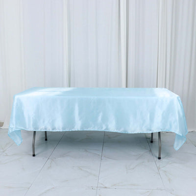 Satin Rectangular Tablecloth 60"x102" Light Blue - Wrinkle-Resistant & Durable Table Cover